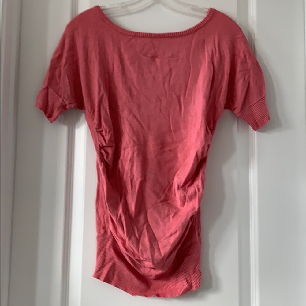 LOFT Pink Side-Ruching Short Sleeves Knit Sweater Size M